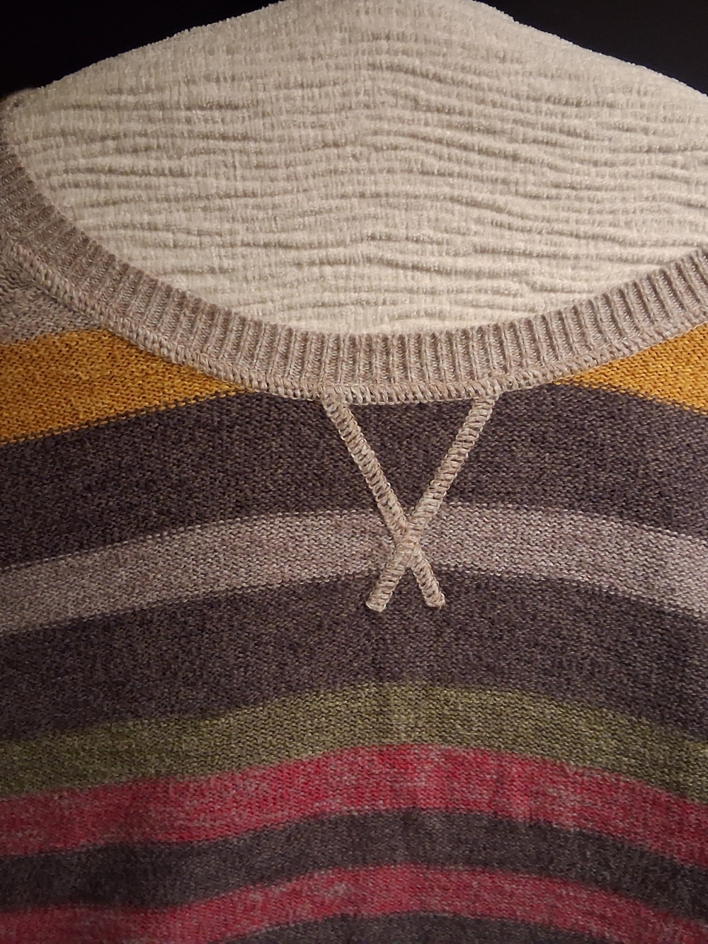 Sonoma Multicolor Striped Crewneck Sweater with Knit V-Detail
